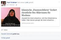 Beispielhafter Facebook-Post von Karl Krämer.