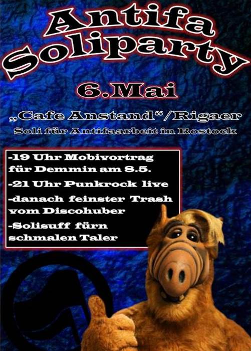 [B/HRO] Mobivortrag Demmin (8.5.) + Antifa Rostock Soliparty