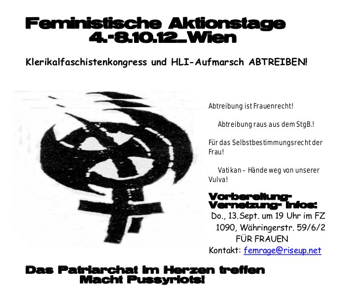 Feministische Aktionstage Wien 4.-8.10.2012