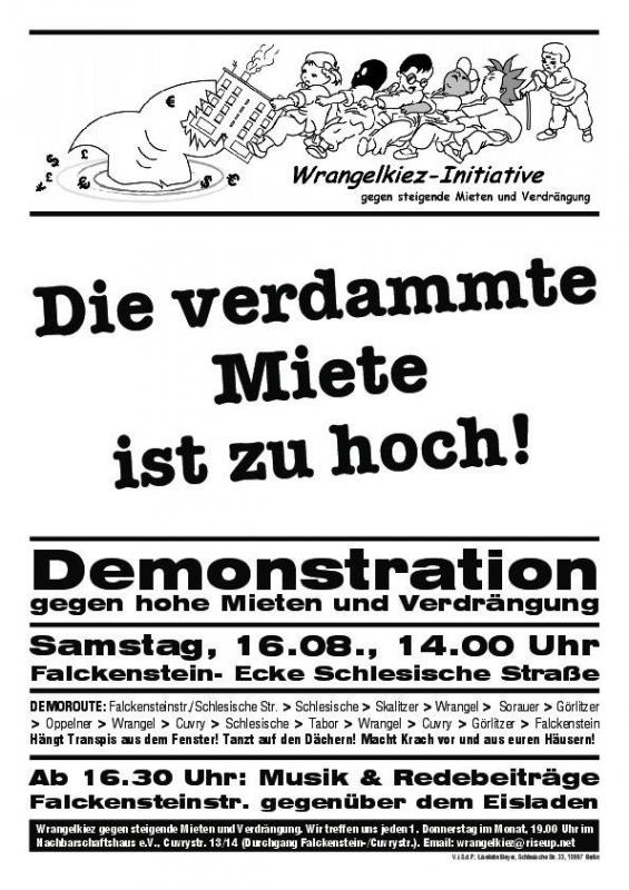 (B) Die verdammte Miete ist zu hoch! Demonstration gegen hohe Mieten und Verdrängung