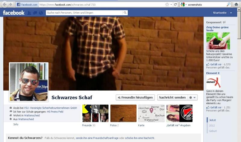 Zimmers Facebook-Profil mit Angabe des Arbeitgebers