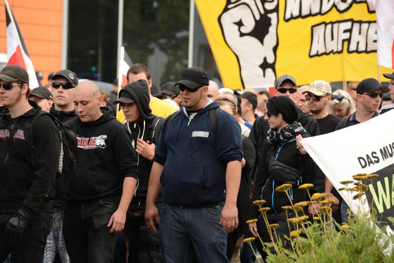 Sascha Teichmann aus Deizisau beim Naziaufmarsch in Dortmund am 31.08.2013