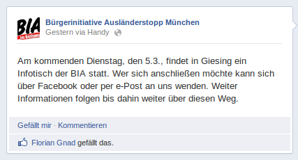 BIA Facebookseite Screenshot