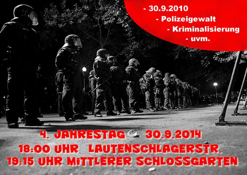 [S] 4. Jahrestag "Schwarzer Donnerstag" - Gegen Polizeigewalt in Stuttgart und weltweit!