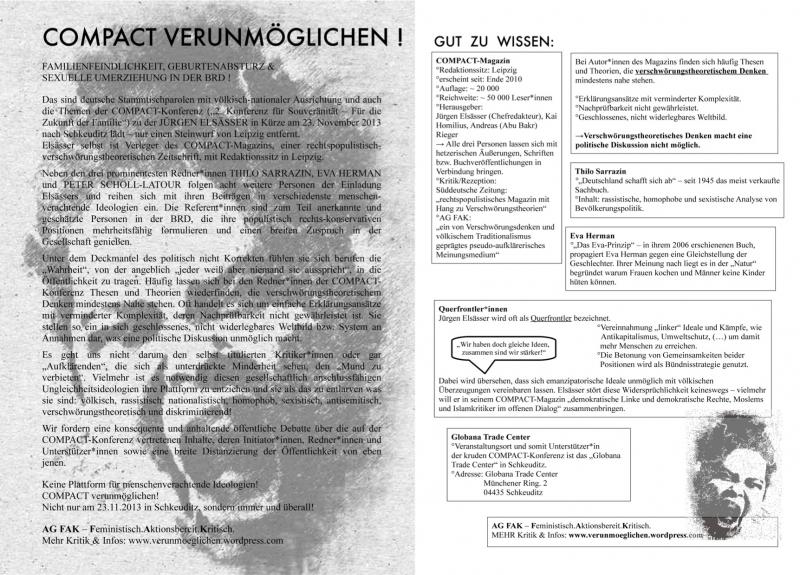 Flugblatt Compact verunmöglichen