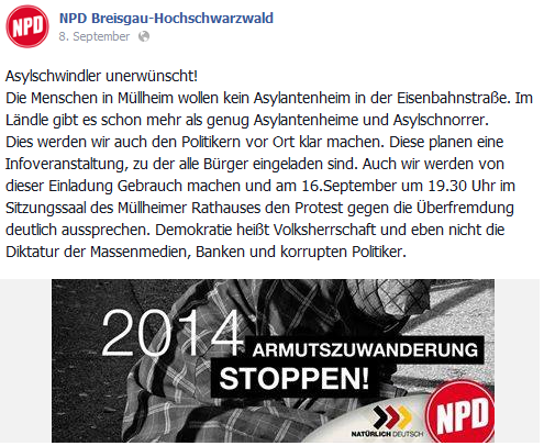 NPD Breisgau Hochschwarzwald mobilisiert nach Müllheim