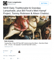 Tommy Robinson broadcasts alongside infamous Holocaust denier musician Alison Chabloz and a Mein Kampf discussion.  