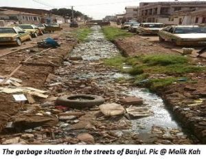 The garbage situation in the streets of Banjul. Pic @ Malik Kah