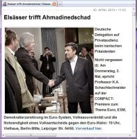 Elsässer trifft Ahmadinedschad (Screenshot der Homepage von Elsässer)