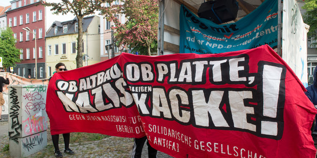 Protest gegen eine Neonazi-Kundgebung in Köpenick. 