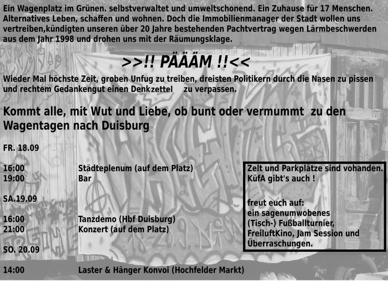 Flyerseite 2: Wagentage in Duisburg