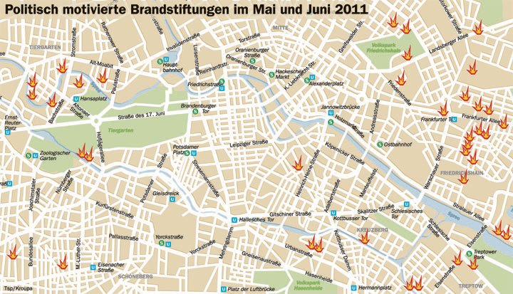 Politisch motivierte Brandstiftungen im Mai und Juni 2011