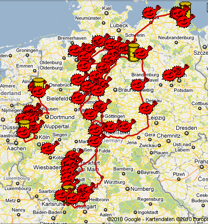 Suggested demo spots along railway lines