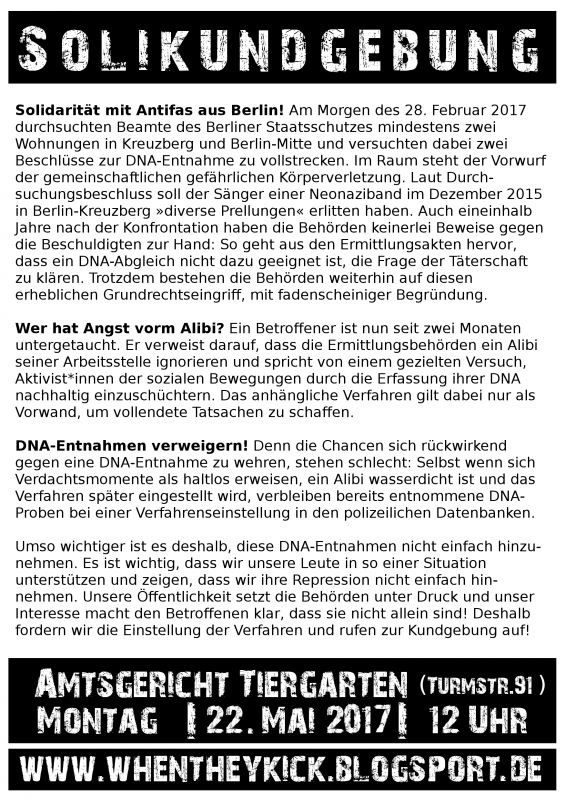 22.05.2017: Solikundgebung gegen DNA-Abnahme