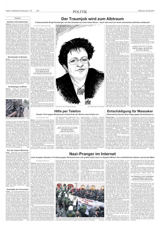 Süddeutsche Zeitung Nr. 118 vom 26.05.2010, Seite 6, Politik