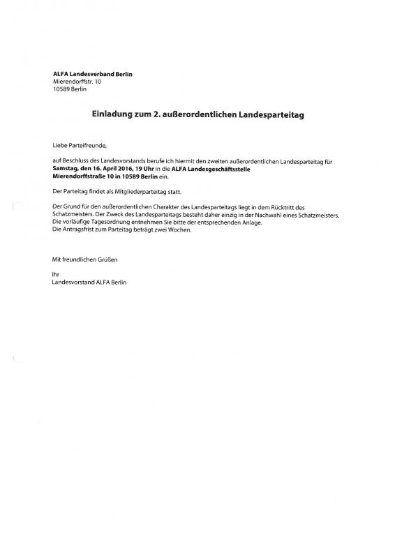 Einladung ALFA-Landesparteitag 16. April 2016