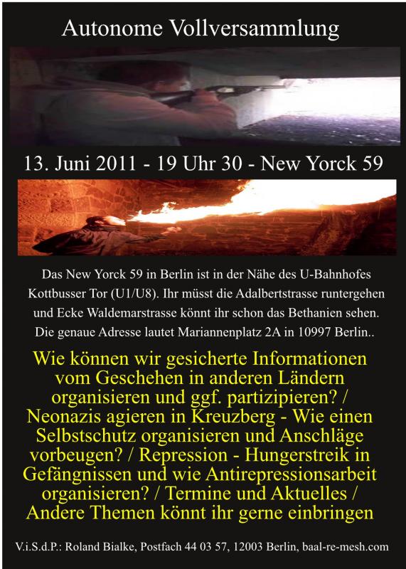 Autonome Vollversammlung (Berlin) am 13. Juni 2011 - Flyer (Vorderseite)