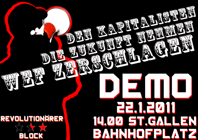 Demonstration gegen das WEF am 22. Januar 2011, 14.00 Uhr, St. Gallen Bahnhofplatz