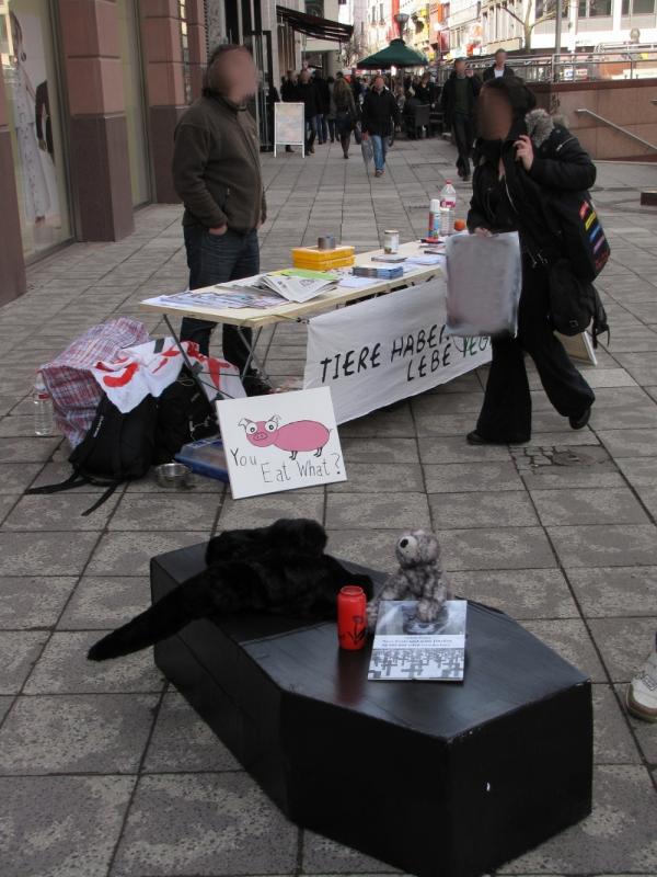 Sarg mit Kunstpelz, Grabkerze und Gedenkfoto an Nerz "Frido"