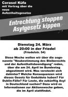 Flyer: Entrechtung stoppen, Asylgesetz kippen