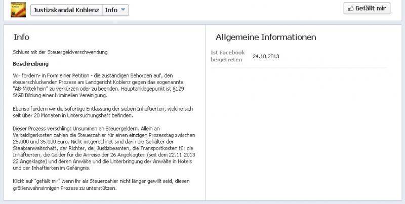 Justizskandal Koblenz Facebookseite