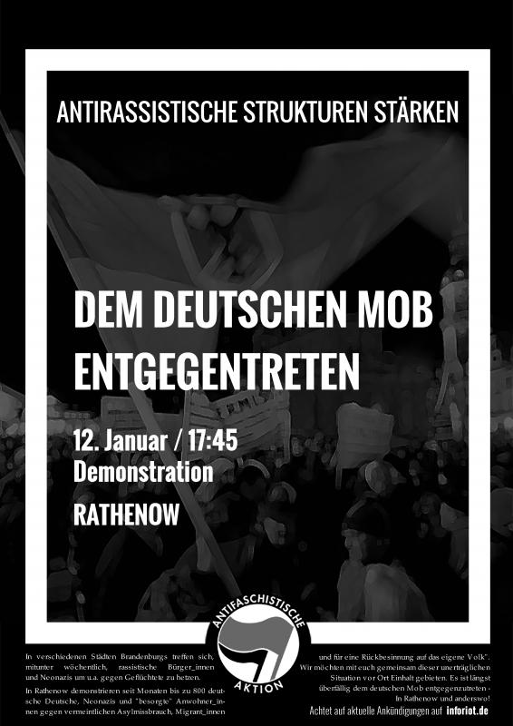 Plakat Dem deutschen Mob entgegentreten - Antirasstische Strukturen stärken