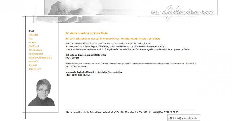 Homepage der Kanzlei Schneiders in Karlsruhe