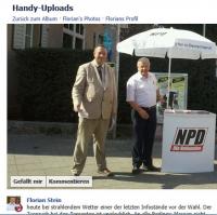 Detlef Appel (links) neben NPD-Bundesvorsitzenden Udo Voigt, bei einem Wahlkampfinfostand in Berlin am 17.09.2011 (Facebook-Fotoalbum von Florian Stein)