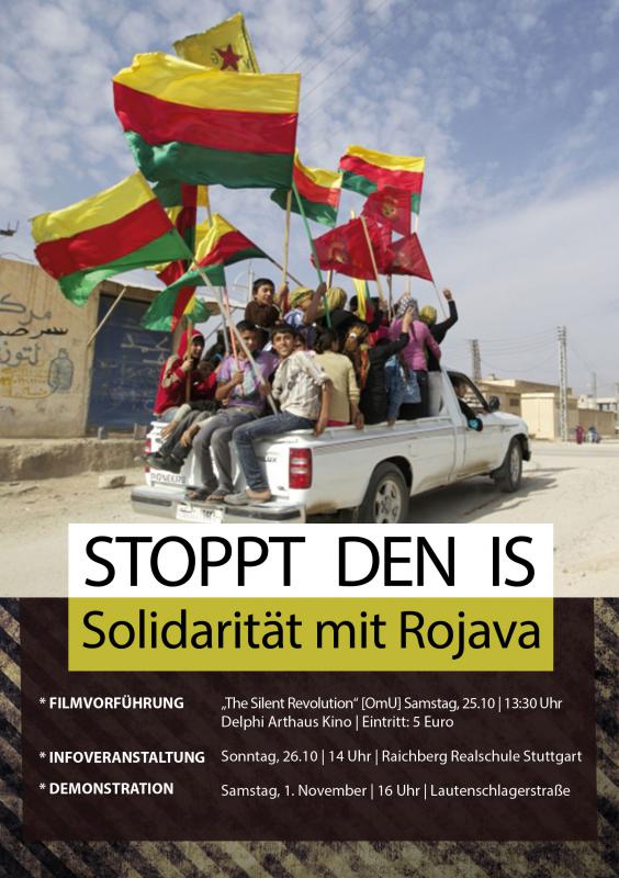 Plakat Filmvorführung Kobane/Rojava Stuttgart 1.11.2014