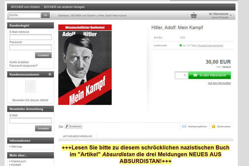 "Mein Kampf" im Online-Shop des Leipziger Verlags Der Schelm.