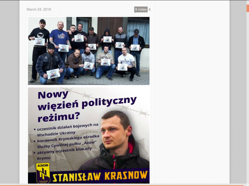 Solidaritätsbekundung mit Stanislaw Krasnow (screenshot von Reconquista Europe)