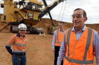 Australian Prime Minister, Tony Abbott, inspects coal mine.