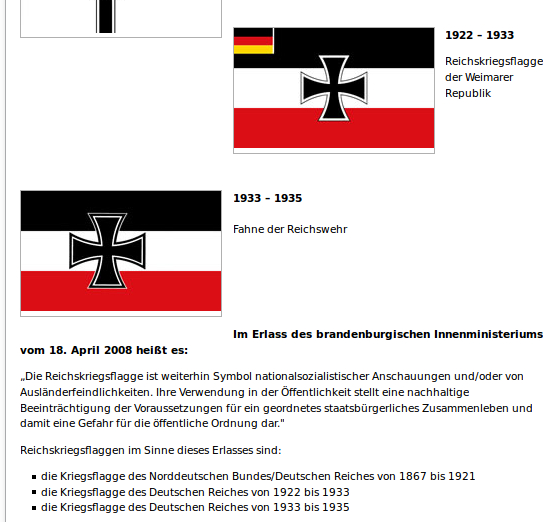 Landeszentrale für politische Bildung über Reichskriegsflagge