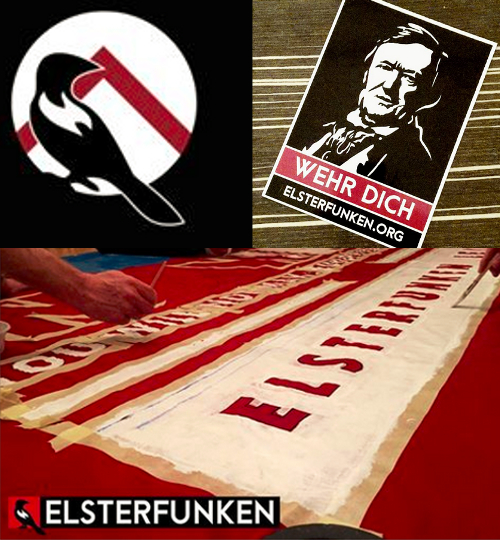 ef07 - Logo, Aufkleber und Transparent der Elsterfunken in Rot. 