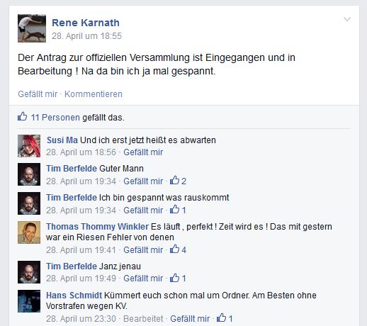 Rene Karnath hat den Aufmarsch angemeldet.