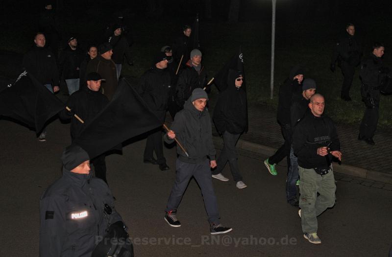 Oliver Stallmann beim neonazistischen „Trauermarsch“ am 16.01.2015 in Magdeburg (Foto: Presseservice Rathenow)