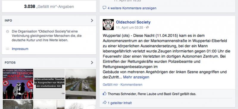 Facebook-Beitrag auf der „OSS“-Seite