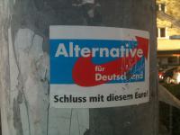Einer der vielen AfD-Aufkleber in der Innenstadt von Speyer.
