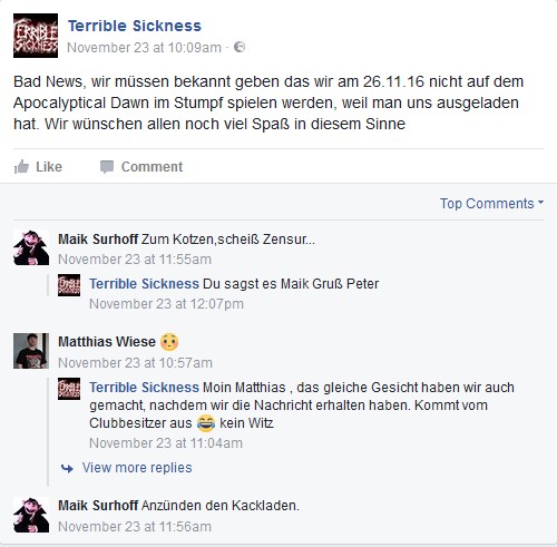 Bild 04: Terrible Sickness, Facebook