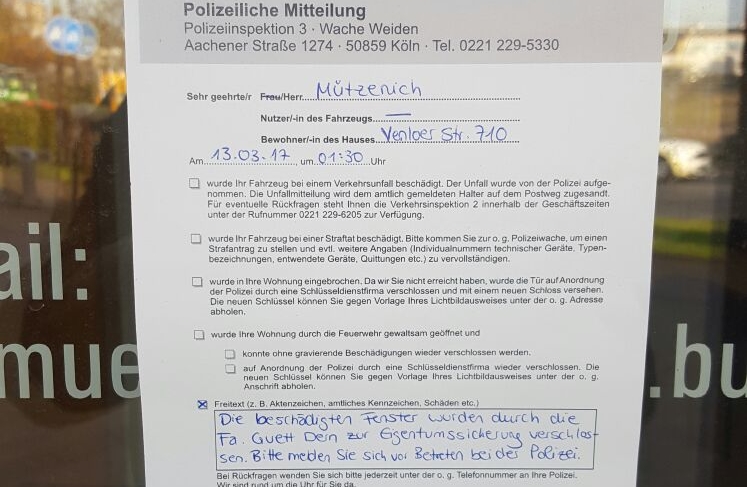 Bickendorf: Polizei war schnell vor Ort