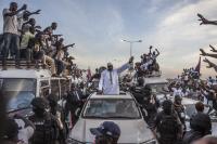 Adama Barrow, the new  president, arriving in Gambia
