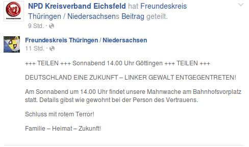 NPD-Eichsfeld Facebookpost